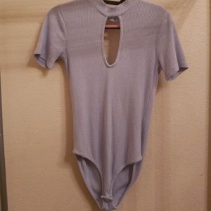 light blue body suit